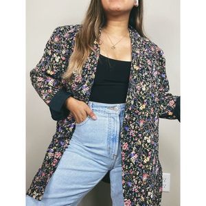 Vintage floral silk blazer